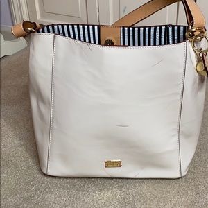 Frances Valentine White and Tan Tote Bag